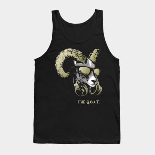The Goat Bling Cool and Funny Music Animal with Headphones and Sunglasses Tank Top